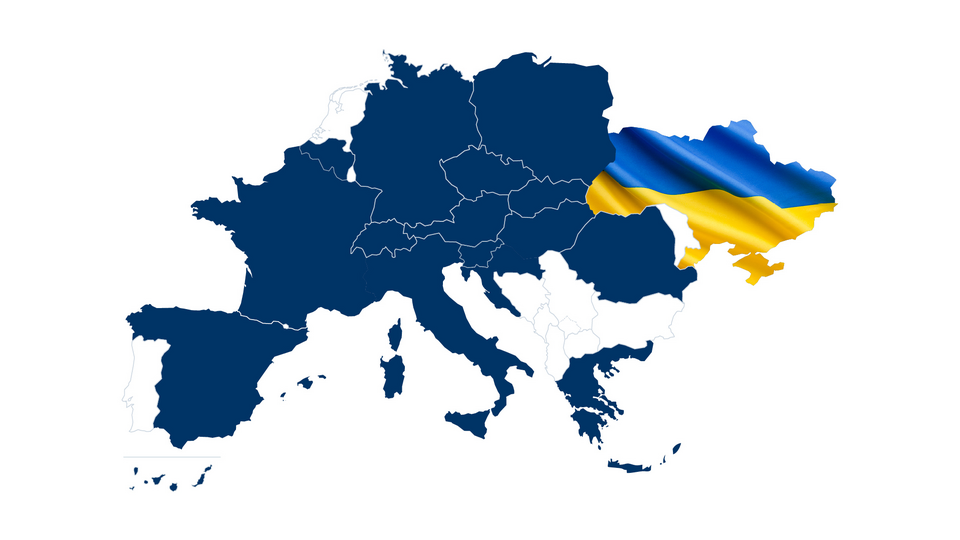 YO(U)nited we help: support in Ukraine Map of Europe with Ukraine flag